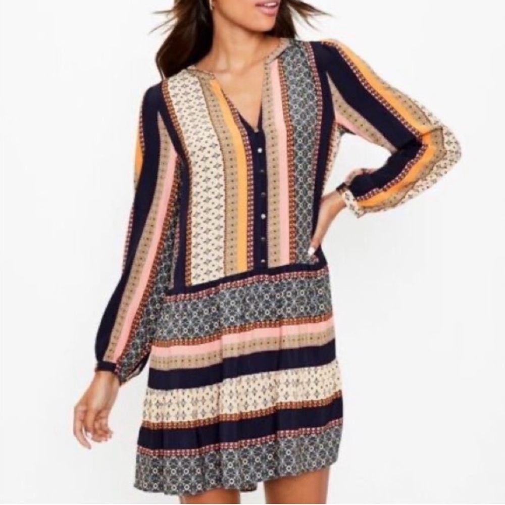 NWOT LOFT Foulard Tiered Swing Dress